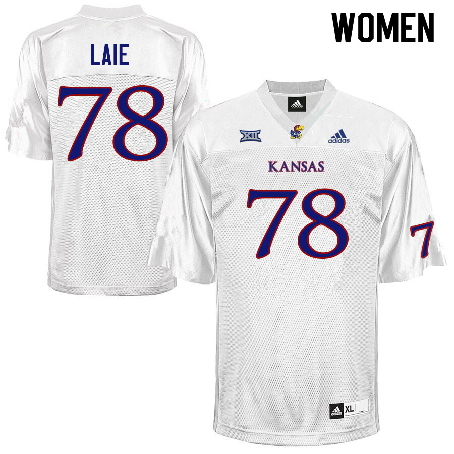 Women #78 Donovan Laie Kansas Jayhawks College Football Jerseys Sale-White - Click Image to Close